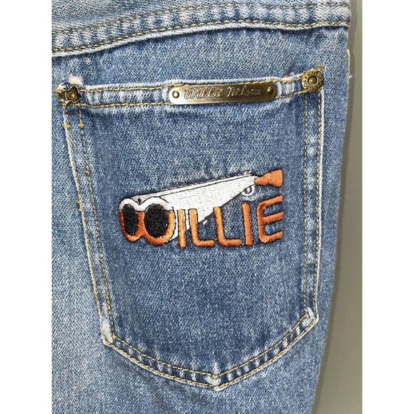 Willie Nelson Shotgun Vintage 70s Hippie Western Blue Jeans Womens Size 3 VTG - Picture 5 of 8